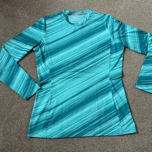 Nike Golf Women's Aqua Striped Long Sleeve Tee